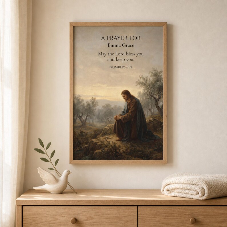 Personalized Jesus Prayer Poster: Custom Name Textured Watercolor Wall Art image 5