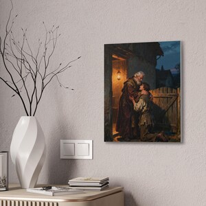 The Prodigal Son Canvas Wall Art | Father's Embrace, Luke 15:20 Forgiveness Christian Decor, Reconciliation Faith Gift zdjęcie 8