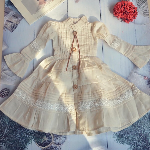 Vintage Style Doll Dress: Fits 1/6, 1/4, 1/3 BJD Dolls