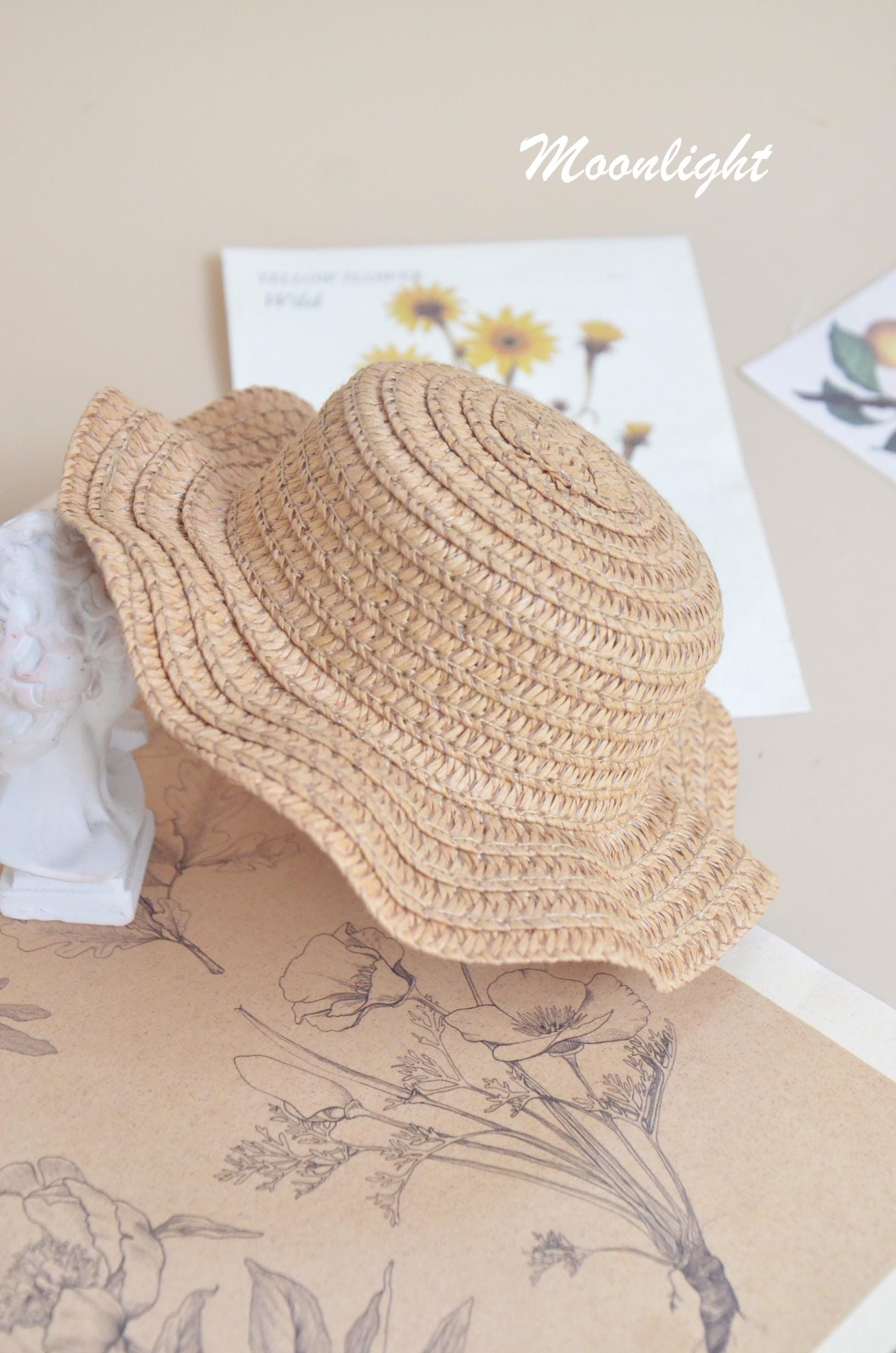 Sombrero de paja tejido para decoración de muñecas, sombrero de paja