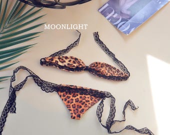 Bjd Sexy Leopard Bikini Outfit Top Panties 1/4 Msd minifee 1/3 SD13 Girl Smart Doll IP AS Custom Doll Clothing
