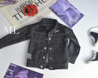 BJD Doll Jeans Jacket: 1/4 MSD, 1/3 SD13, Uncle, IP ID75 Smart Doll Clothing