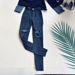 BJD Doll Jeans: Ripped Denim Pants for 1/6, 1/4 MSD, 1/3 SD17 Custom