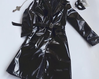Custom BJD Doll Faux Leather Trench Coat: 1/6, 1/4 MSD, 1/3 SD13 Sizes Uncle Ip ID75