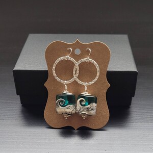 Ocean Rings in Clear Teal - sterling silver, lampwork glass