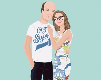 Cadeau d'illustration de portrait de famille personnalisé fait main pour la famille
