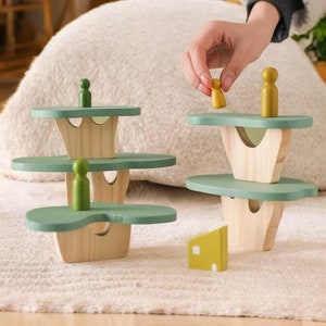 Wooden Forest Stacking Blocks: Montessori Educational Toy, 3D Puzzle