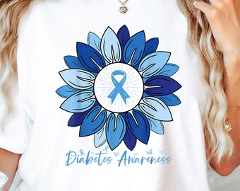 Comfort Colors Diabetes Awareness Shirt, Diabetes Sunflower Shirt, Cancer Support Tee, Type 1 Diabetes Shirt, Gifts For Diabetic, T1D Shirt