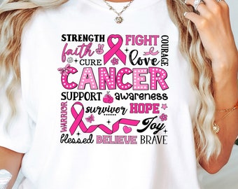 Comfort Colors Breast Cancer Awareness Shirt, Cancer Survivor Shirt, Pink Ribbon Shirt, Cancer Fighter T-Shirt, Cancer Warrior Gift