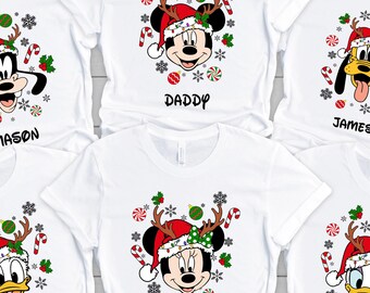 Custom Disney Family Trip Christmas Shirt, Personalized Disney Character Christmas Shirt, Matching Christmas Disney Holiday