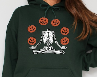 Pumpkin Skeleton Halloween Hoodie, Halloween Pumpkin Skull Hoodie, Spooky Skeleton Hoodie, Scary Halloween Hoodie, Pumpkin Season Hoodie
