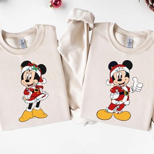 Vintage Disney Couples Mickey and Minnie Christmas Sweatshirt, Disney Christmas Matching Sweater, Christmas Party Sweater, Xmas Holiday Gift