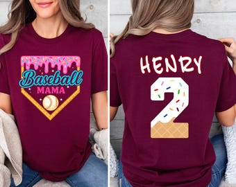 Personalized Baseball Drip Mama Shirt,Custom Team Mom T Shirt, Ice Cream Drip Tball tee, Mother's Day Gift, Baseball Jersey, Sports Mom Tee