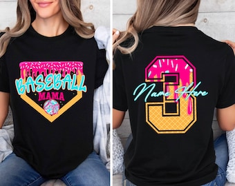Personalized Baseball Drip Mama Shirt, Custom baseball jersey, Baseball Mom Shirt Team Mom T Shirt, ice cream drip tee, Mother's Day Gift