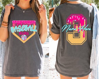 Comfort Colors Personalized Baseball Drip Mama Shirt, Custom baseball jersey, Team Mom T Shirt, Mother's Day Gift  ice cream drip T-Shirt