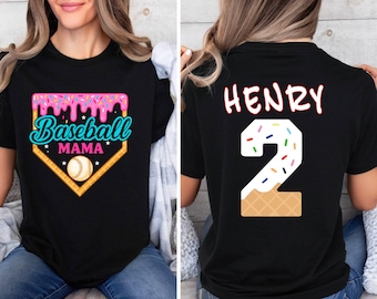 Personalized Baseball Drip Mama Shirt,Custom Team Mom T Shirt, Ice Cream Drip Tball tee, Mother's Day Gift, Baseball Jersey, Sports Mom Tee