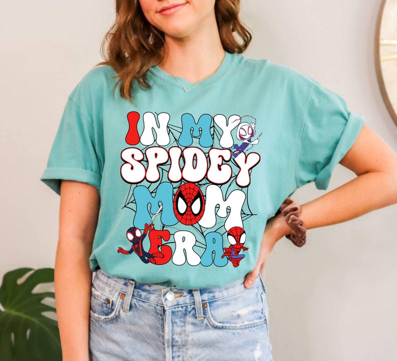 Comfort Colors Super Mom Birthday Gift Mothers Day Shirt In my Spidey Mom Era Shirt, Family Matching Spider Shirt, Funny Mother's Day Shirt bild 6