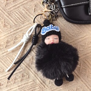 Handmade Keychain - Leather Rope Bag Charm, Kawaii Gift for Girls, Unique Purse Accessory, Cute Accessories for Car Keys, Backpack, Purse