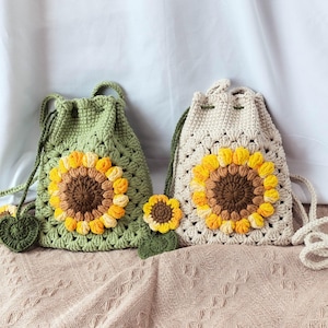 Crochet Bag, Crossbody purse, Crochet Sunflower Granny Square Bag, Handmade Sunflower Coin Purse, Birthday Gift for Mom, Sister, Grandma