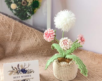 Diente de león de ganchillo, flores de ganchillo hechas a mano en maceta, bonito regalo para decorar el escritorio, regalo del Día de la Madre, cumpleaños, hermana, mamá, abuela