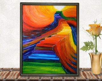 Stairway to Heaven 16X20 original acrylic painting (digital, printable file)