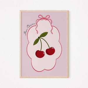 Vintage Cherry Print | Digital Art Download | Fruit Wall Art | Kitchen Art Printable | Trendy Wall Art | Coquette Cherry Wall Art