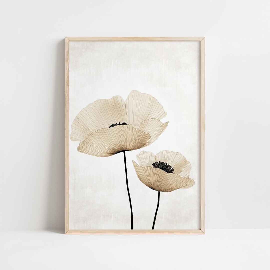 Minimalist Botanical Wall Art Printable, Neutral Beige Plant Print ...