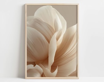 Grafika ścienna w stylu Japandi do druku | Minimalistyczny wystrój zen | Neutralny nadruk botaniczny
