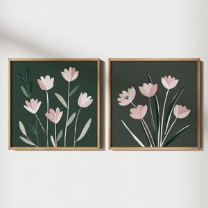 Modern Southern Floral Wall Art, Digital Download of Pink Flower Arrangement, Feminine Light Pink and Green, Botanical Decor