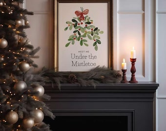 Christmas Printable Wall Art | Mistletoe Print | Classic Neutral Decor