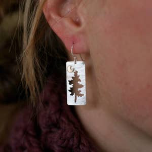 Half Moon Pine Rectangular Earrings