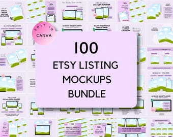 100 Etsy Listing Mockup Templates Bundle • Etsy Store Templates • Done For You Digital Product • Drag and Drop Mockups