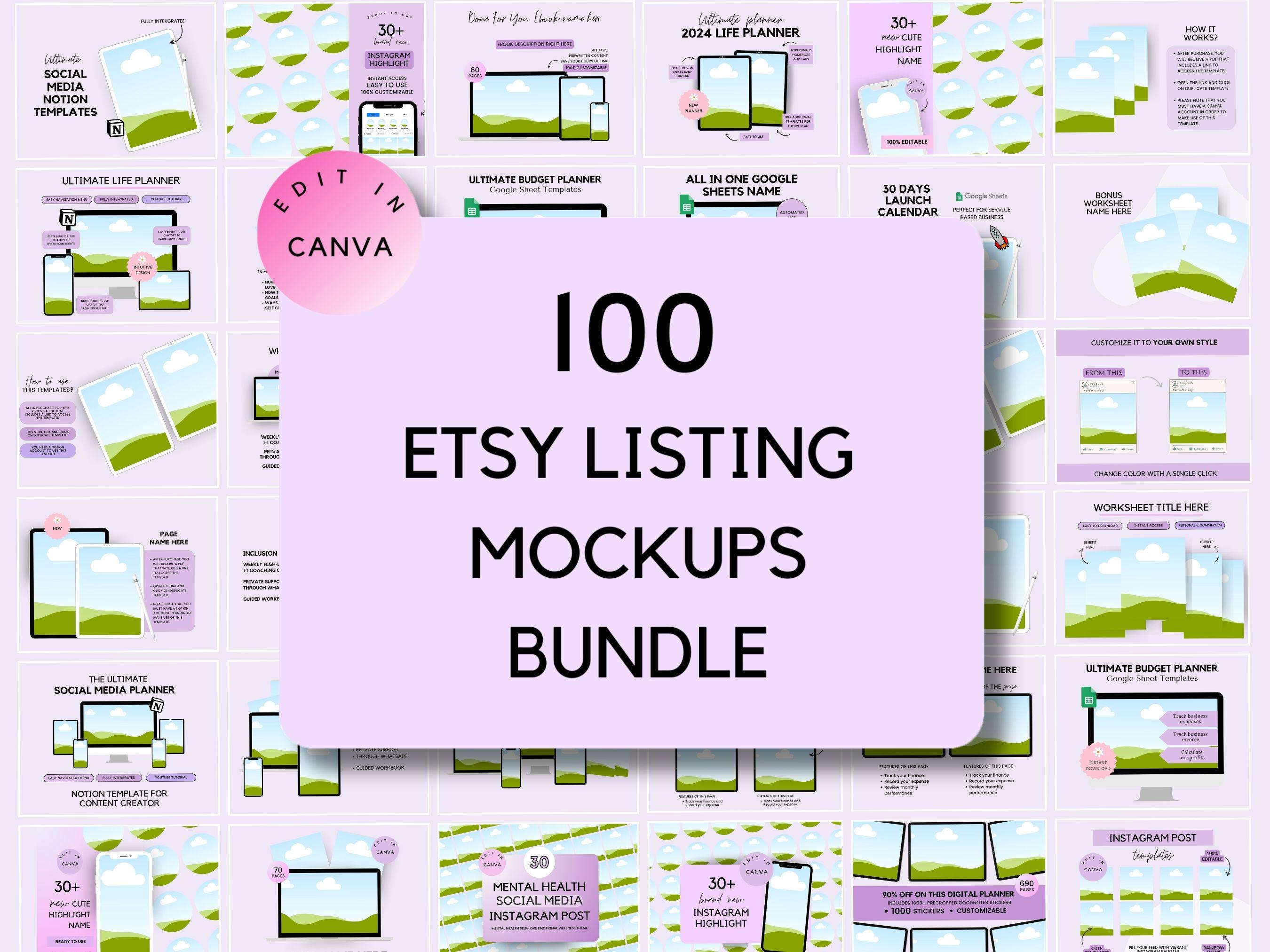 100 Etsy Listing Mockup Templates Bundle • Etsy Store Templates • Done ...