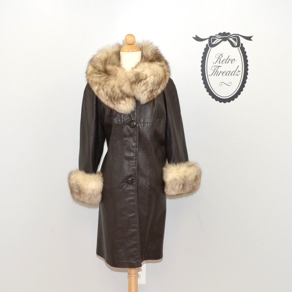 vintage 60s Chocolate FOX Leather Coat