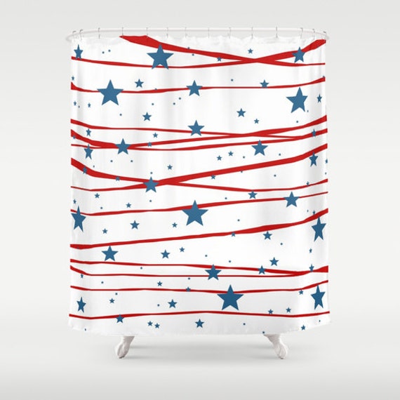 Patriotic Shower Curtain Stars And Stripes 4th Of July Etsy