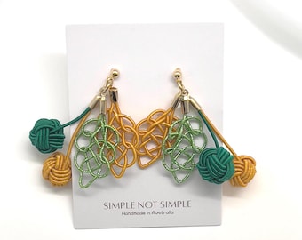 Japanese mizuhiki autumn leaves earrings dangle drops