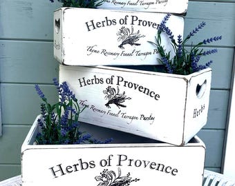 Vorratskisten Kiefernholz Vintage Stil: Kräuter der Provence