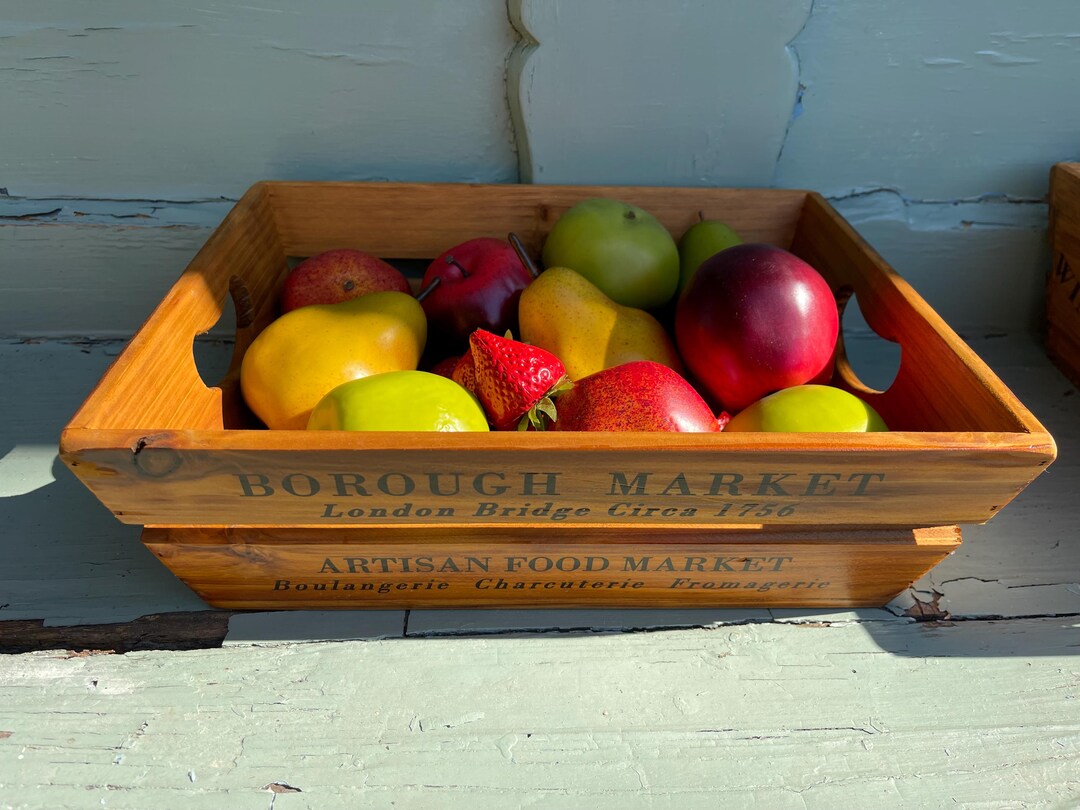 Rustic Pine Wooden Market Crate: Vintage Style Display Box, Vegetable ...