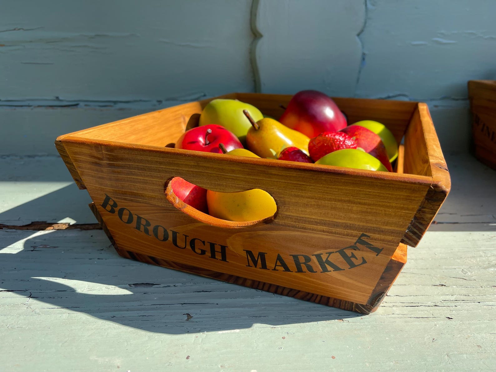 Rustic Pine Wooden Market Crate: Vintage Style Display Box, Vegetable ...
