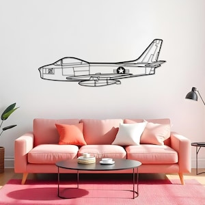 F-86 Sabre Airplane Garage Wall Decor For Aviators, Bold Silhouette Metal Gift, Runway Wall Art, Air Force Gift, Hangar Art Gift