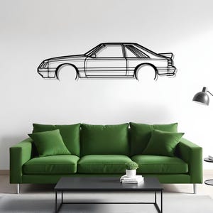 Mustang GT 1985 Detailed Garage Car Wall Art, Car Fan Gift Idea, Bold Silhouette Metal Artwork, Auto Shop Art, Modern Auto Decor