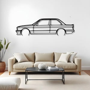 E30 Detailed Metal Car Wall Art For Collector Garage, Silhouette Gift For Racing Fans, Auto Wall Decor, Garage Wall Style