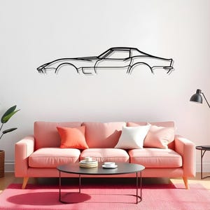 Corvette C3 L48 1973 Car Silhouette Art For Enthusiast Wall, Garage Metal Decoration Gift, Auto Themed Gift, Auto Wall Display