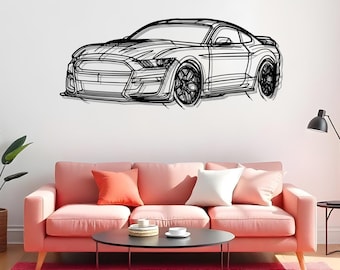 Mustang Shelby GT500 2021 Angle Garage Car Enthusiast Metal Wall Art, Silhouette Gift For Automotive Lovers, Garage Wall Art