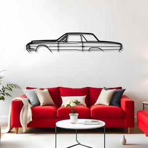 Thunderbird 1966 Car Silhouette Wall Art For Garage Or Studio, Automotive Gift For Enthusiast Men, Bold Car Design, Bold Garage Decor