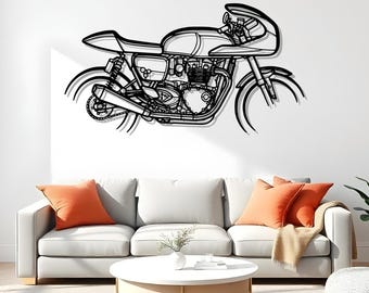 Thruxton TFC Harley-Style Motorcycle Wall Art For Men, Metal Decor For Garage Spaces, Helmet Wall Art, Garage Bike Decor, Chopper Gift
