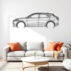 Mustang Mach E GT Detailed Garage Wall Art For Motorsport Enthusiasts, Metal Car Silhouette For Auto Room, Gift For Auto Fan