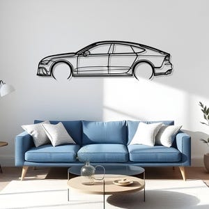 RS7 MK1 Detailed Garage Metal Wall Art For Car Collector, Automotive Silhouette Gift For Drivers, Car Wall Panel, Decor For Dad