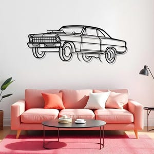 Chevy II 1967 Angle Garage Room Car Wall Art For Auto Fans, Silhouette Metal Gift, Gift For Auto Fan, Modern Car Art, Racer Room Gift