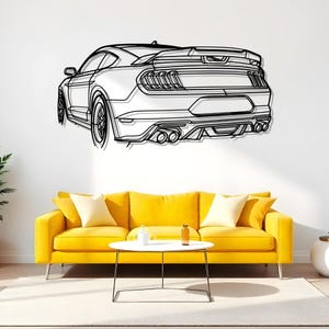 Mustang GT 2020 Angle Garage Car Wall Art, Car Fan Gift Idea, Bold Silhouette Metal Artwork, Auto Room Gift, Garage Sign Gift